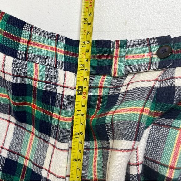 Vintage Talbots Plaid Linen Blend Bermuda Cuffed Shorts Women Size 8 Made in USA - Picture 12 of 14